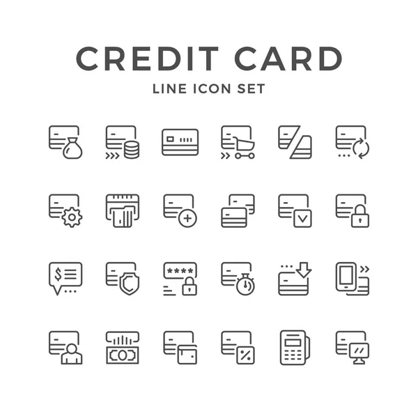 Establecer iconos de línea de la tarjeta de crédito — Archivo Imágenes Vectoriales