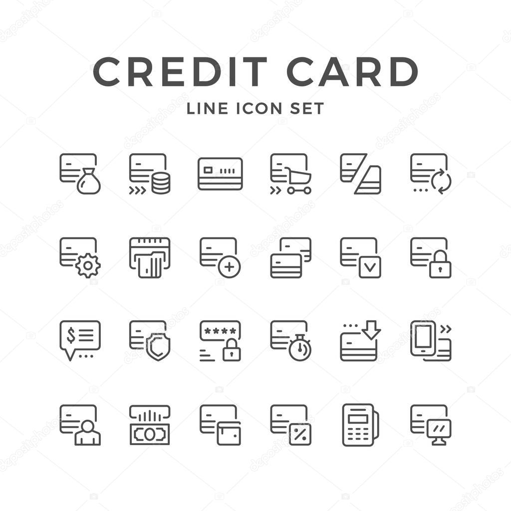 Set line icons of credit card