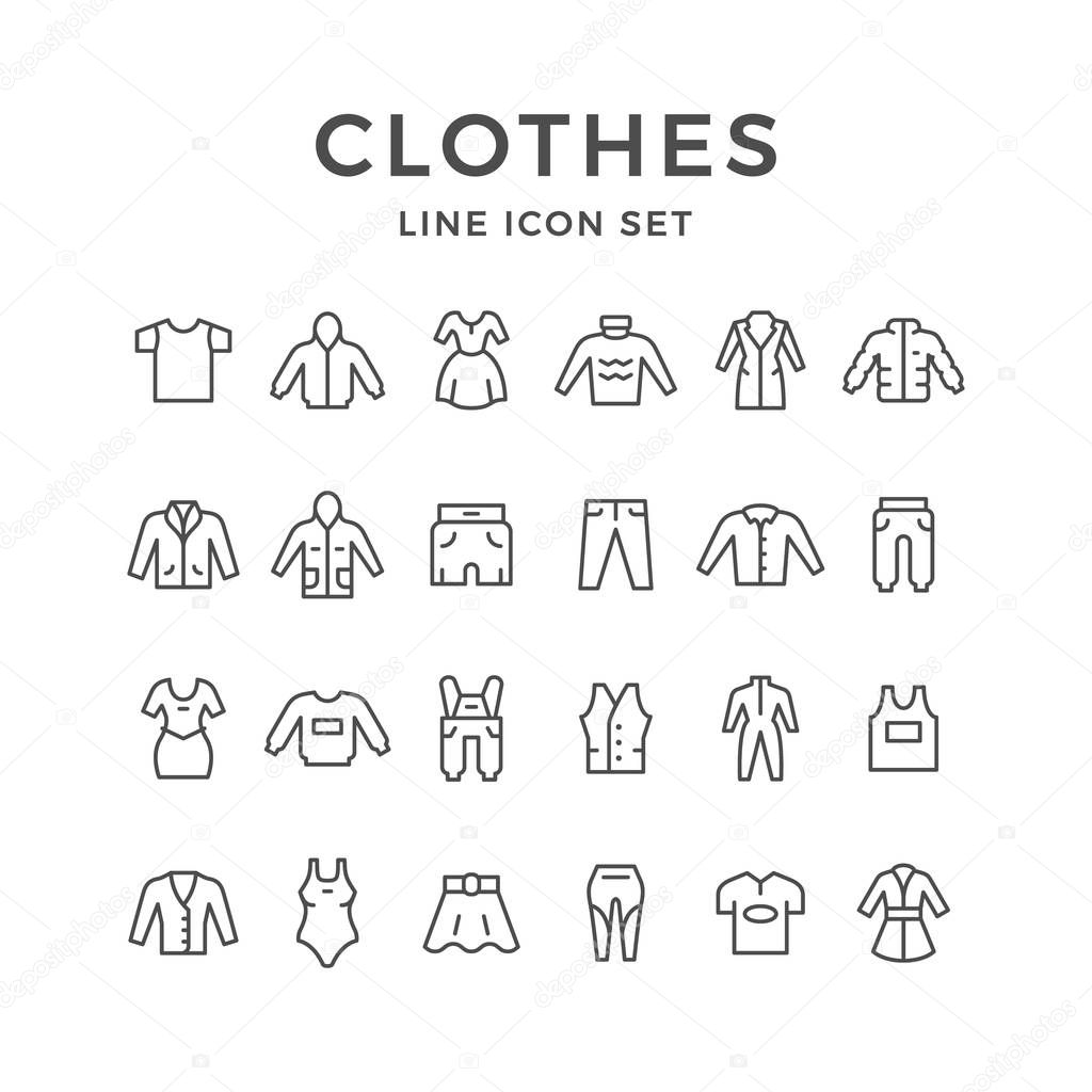 Set line icons of clothes