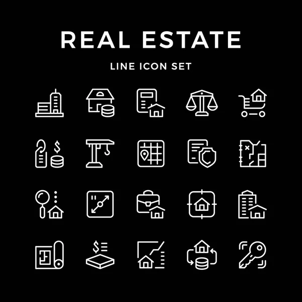 Establecer iconos de línea de bienes raíces — Vector de stock