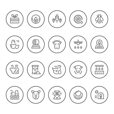 Tarım ve tarım hattı Icons set