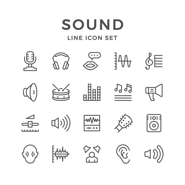 Set line icons of sound — Stock Vector