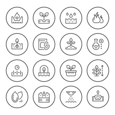 Tohum ve fide yuvarlak çizgi Icons set