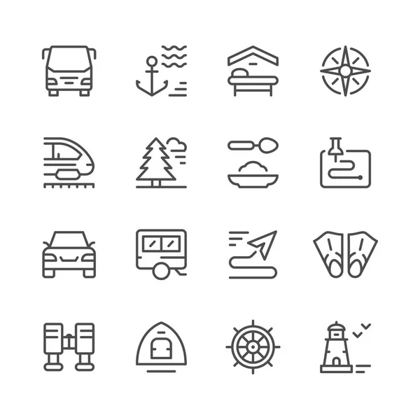 Set line icons of travel — Stock Vector