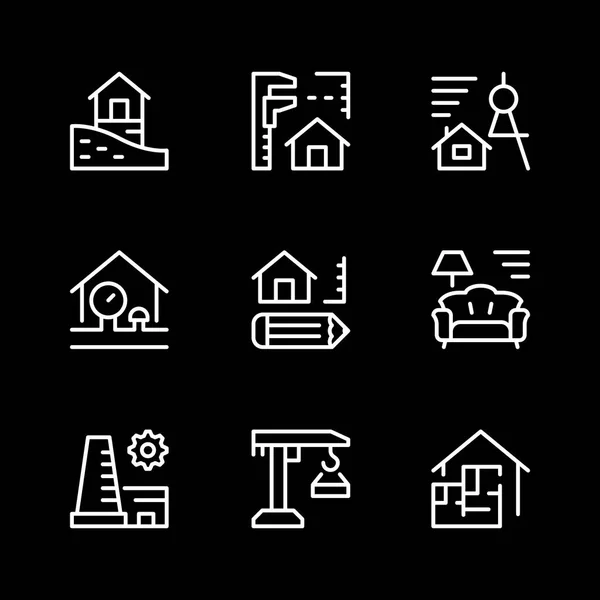 Set lijn iconen van architectuur — Stockvector