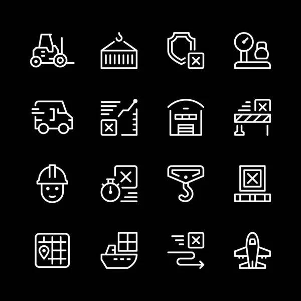 Set lijn iconen van logistiek — Stockvector