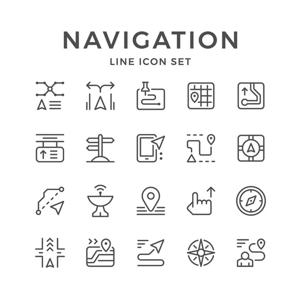 Imposta icone della linea di navigazione — Vettoriale Stock