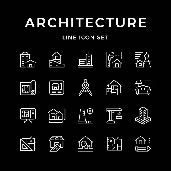 Установить иконки линий архитектуры — стоковый вектор