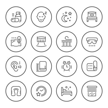 Uyku yuvarlak çizgi Icons set