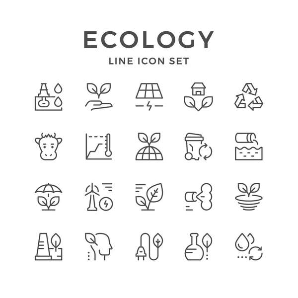Definir ícones de linha de ecologia — Vetor de Stock