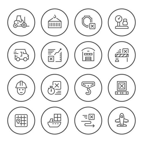 Lojistik yuvarlak çizgi Icons set