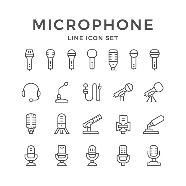 Establecer iconos de línea de micrófono — Vector de stock