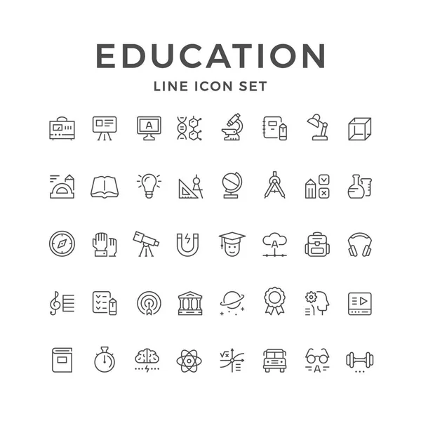 Establecer iconos de línea de la educación — Vector de stock