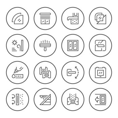 Penceresinin yuvarlak çizgi Icons set