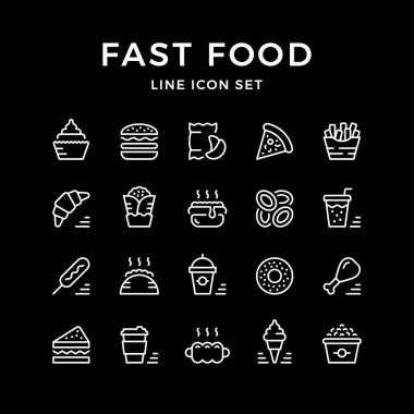 Fast food satır Icons set