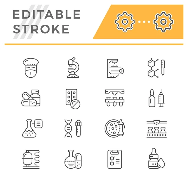 製薬業界の線のアイコンを設定します。 — ストックベクタ