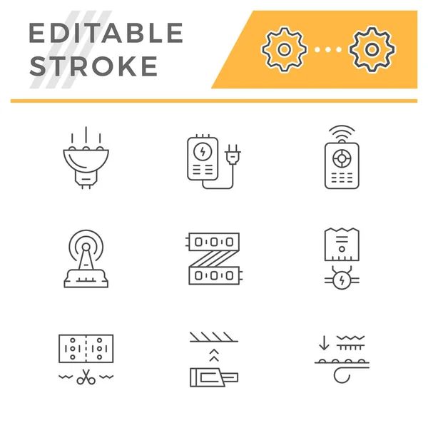 Liniensymbole von LED-Geräten setzen — Stockvektor