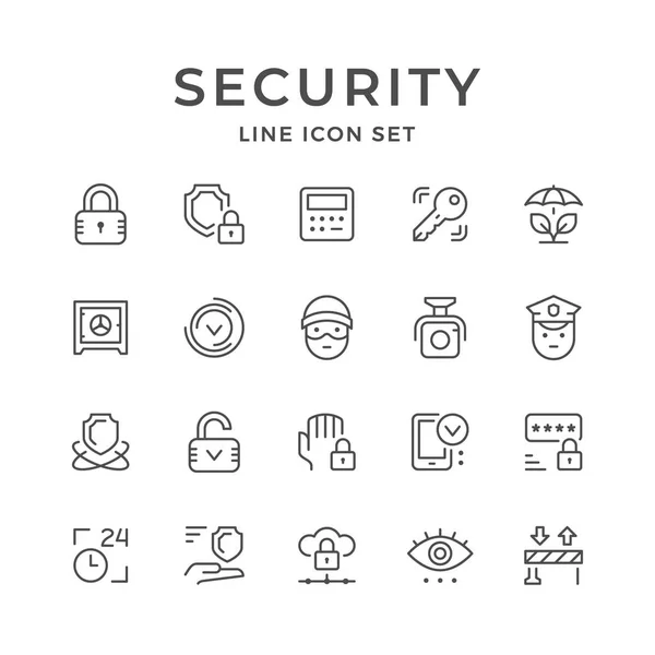 Establecer iconos de línea de seguridad — Archivo Imágenes Vectoriales