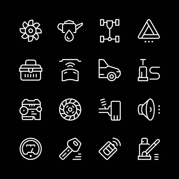 Set of car related line icons — Stock Vector