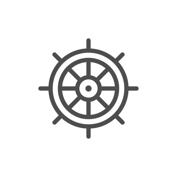 Schip stuurwiel lijn pictogram — Stockvector