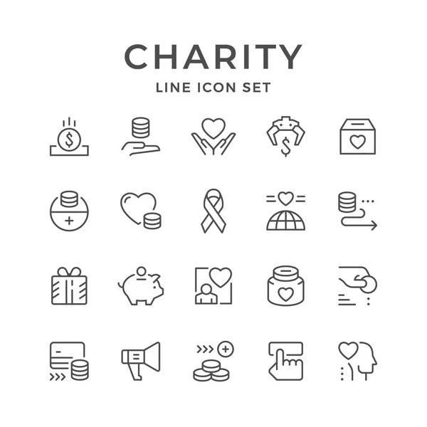 Definir ícones de linha de caridade — Vetor de Stock