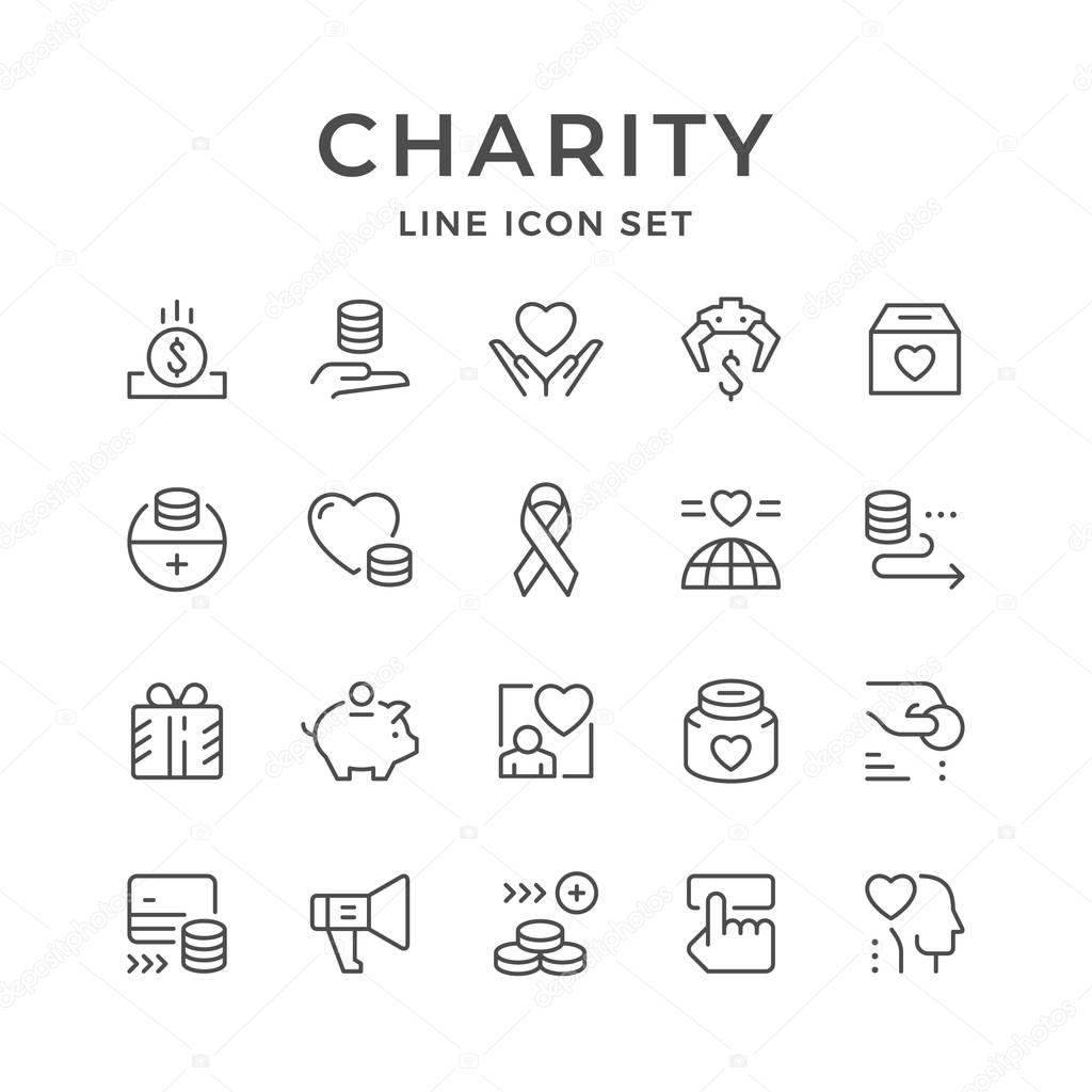 Set line icons of charity
