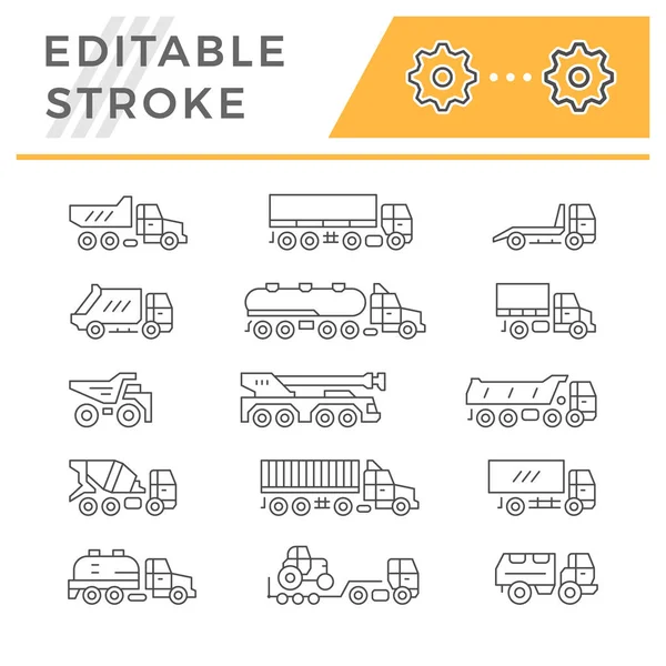 Definir ícones de linha de caminhões —  Vetores de Stock