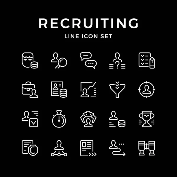 Establecer iconos de línea de reclutamiento — Vector de stock