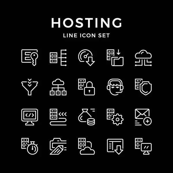 Set line icons of hosting — Stock Vector