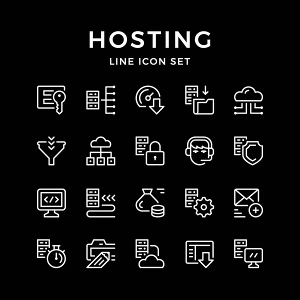Définir des icônes de ligne d'hébergement — Image vectorielle