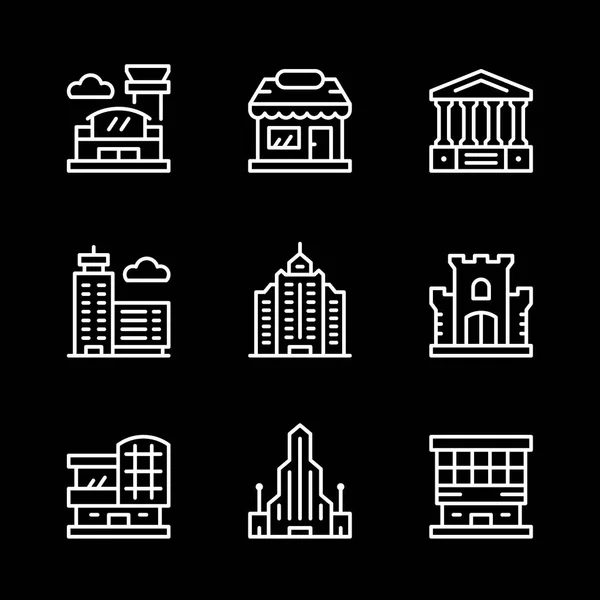 Set lijn iconen van gebouwen — Stockvector