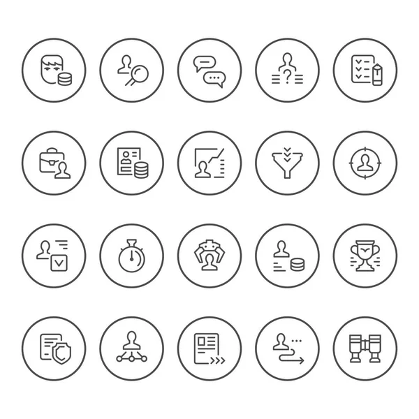 Set ronde lijn iconen van werven — Stockvector