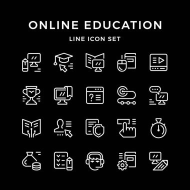 Online eğitim satır Icons set