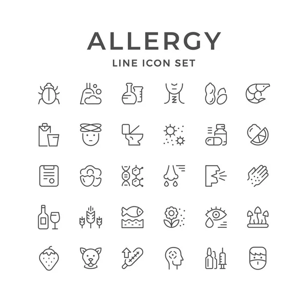 Ikony nastavit řádek alergie — Stockový vektor