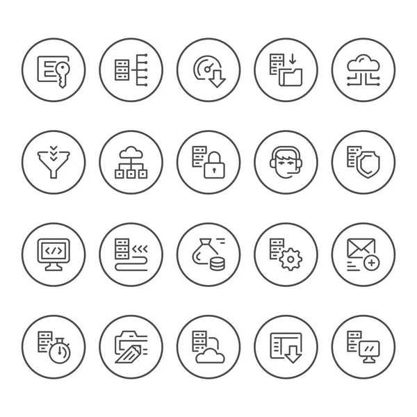 Hosting yuvarlak çizgi Icons set — Stok Vektör