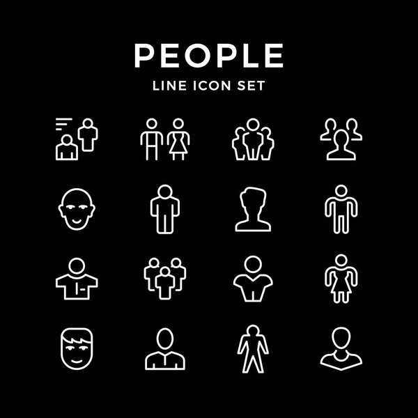 Set line icons of people