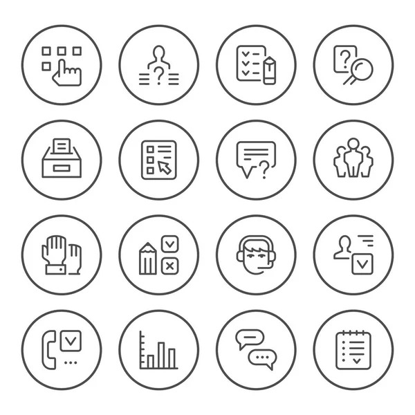 Set ronde lijn pictogrammen van enquête — Stockvector