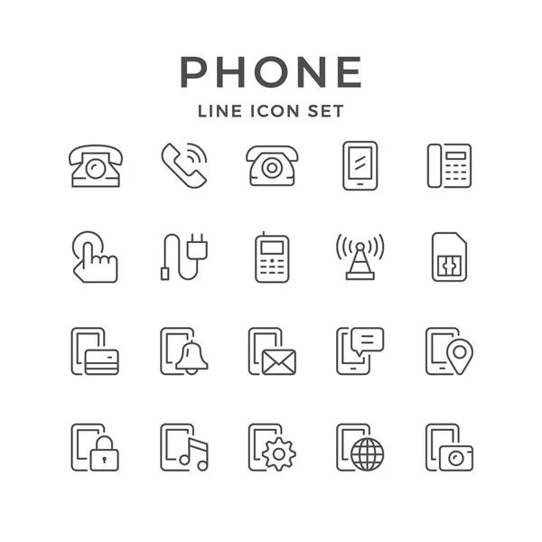 Establecer iconos de línea de teléfono — Vector de stock