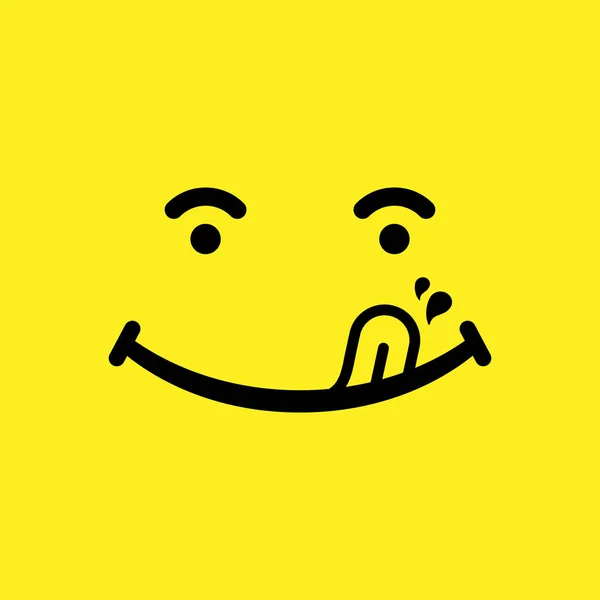 Yummi sourire émoticône dessin animé symbole — Image vectorielle