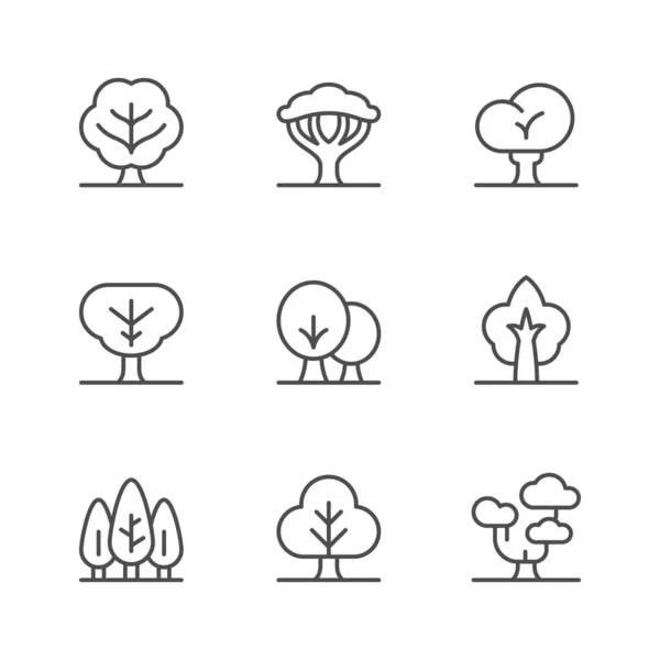 Imposta icone di linea dell'albero — Vettoriale Stock