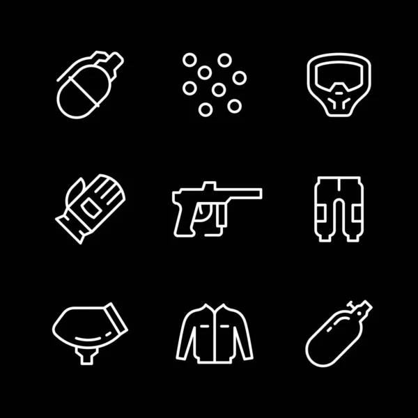 Set line icons of paintball — Stock Vector