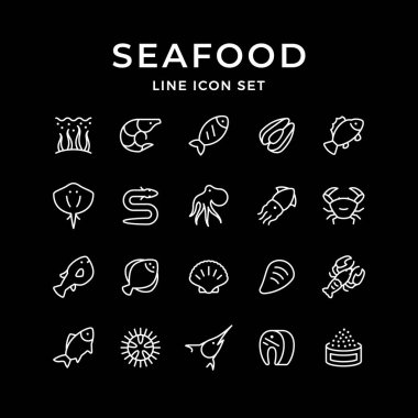 Küme satır simgeler deniz ürünleri