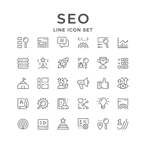 Establecer iconos de línea de SEO — Archivo Imágenes Vectoriales