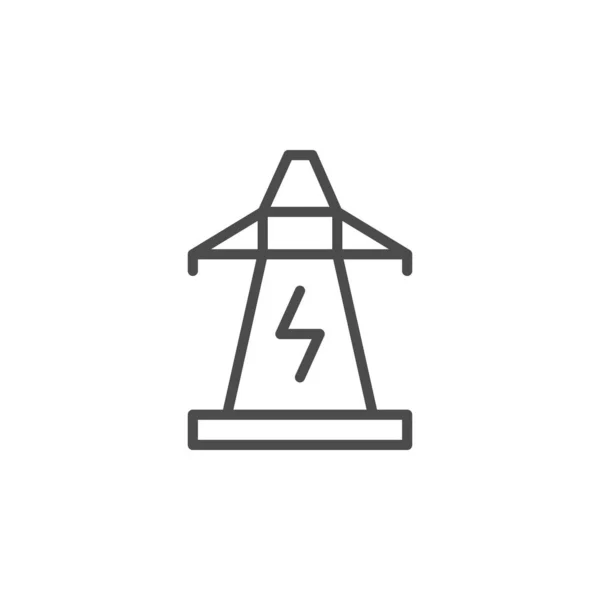 Icono de contorno de línea de pilón eléctrico — Vector de stock
