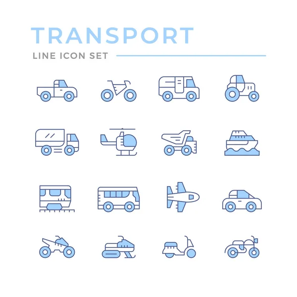 Establecer iconos de línea de color de transporte — Vector de stock