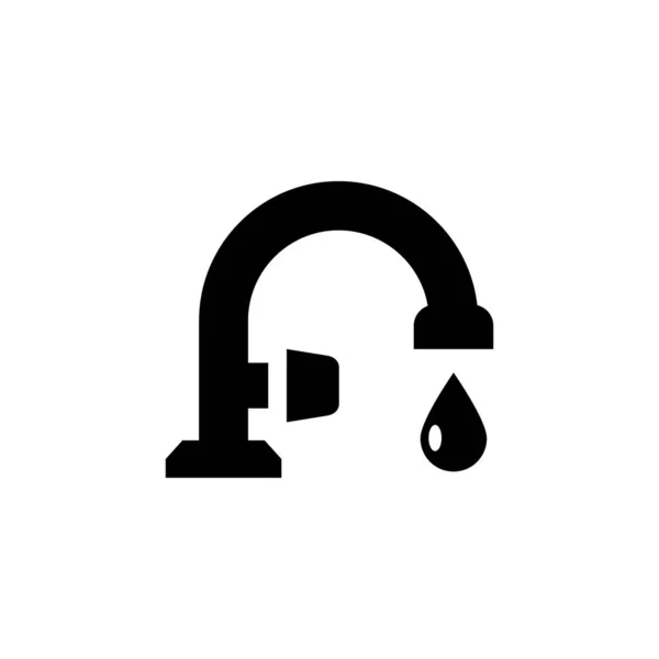 Ícone de glifo de torneira e gota de água da torneira —  Vetores de Stock