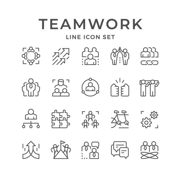 Set line icons of teamwork