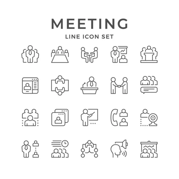 Imposta icone di riga della riunione — Vettoriale Stock