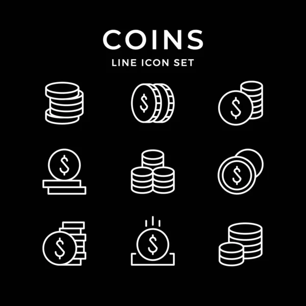 Установить линии иконки монет — стоковый вектор