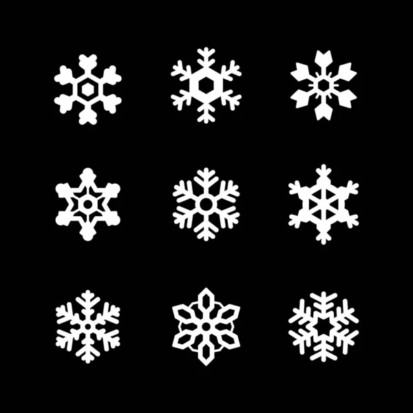 Establecer iconos de glifo de copo de nieve — Vector de stock